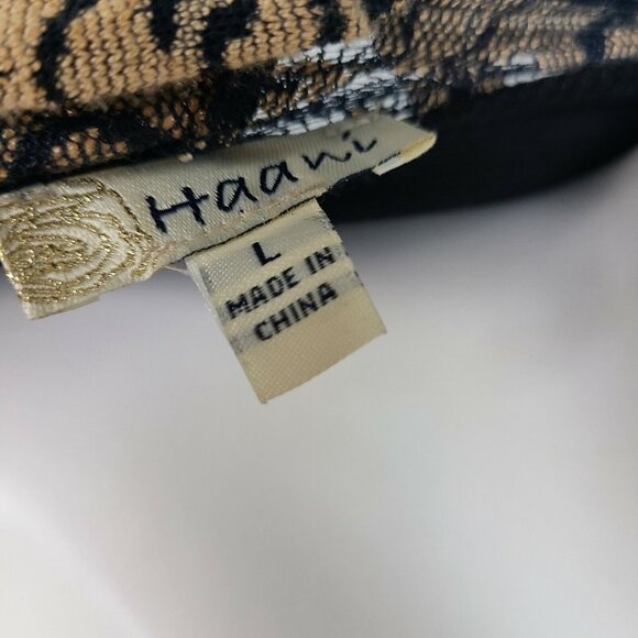 Haani Dress Womens Size L Large Black Tan Floral Lace Bell Sleeve Layered Look - Picture 5 of 6